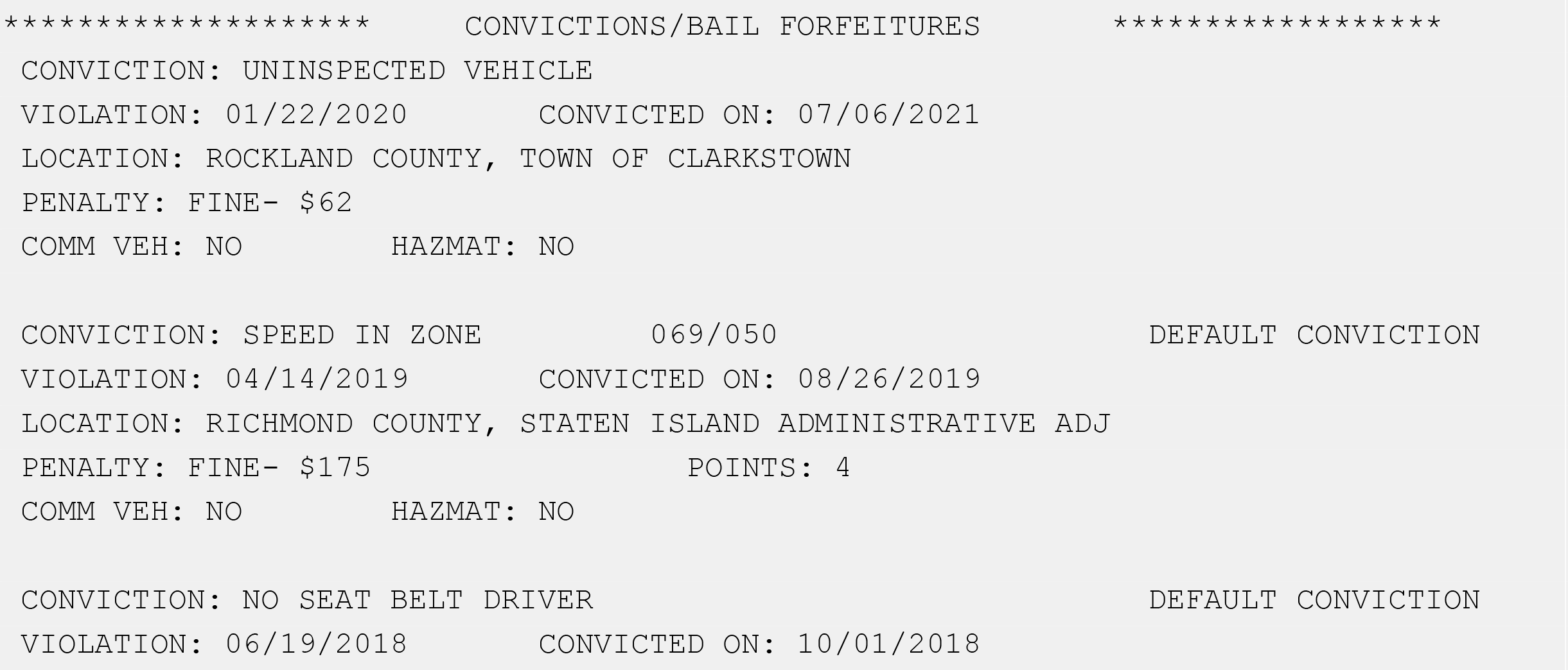 Driving record